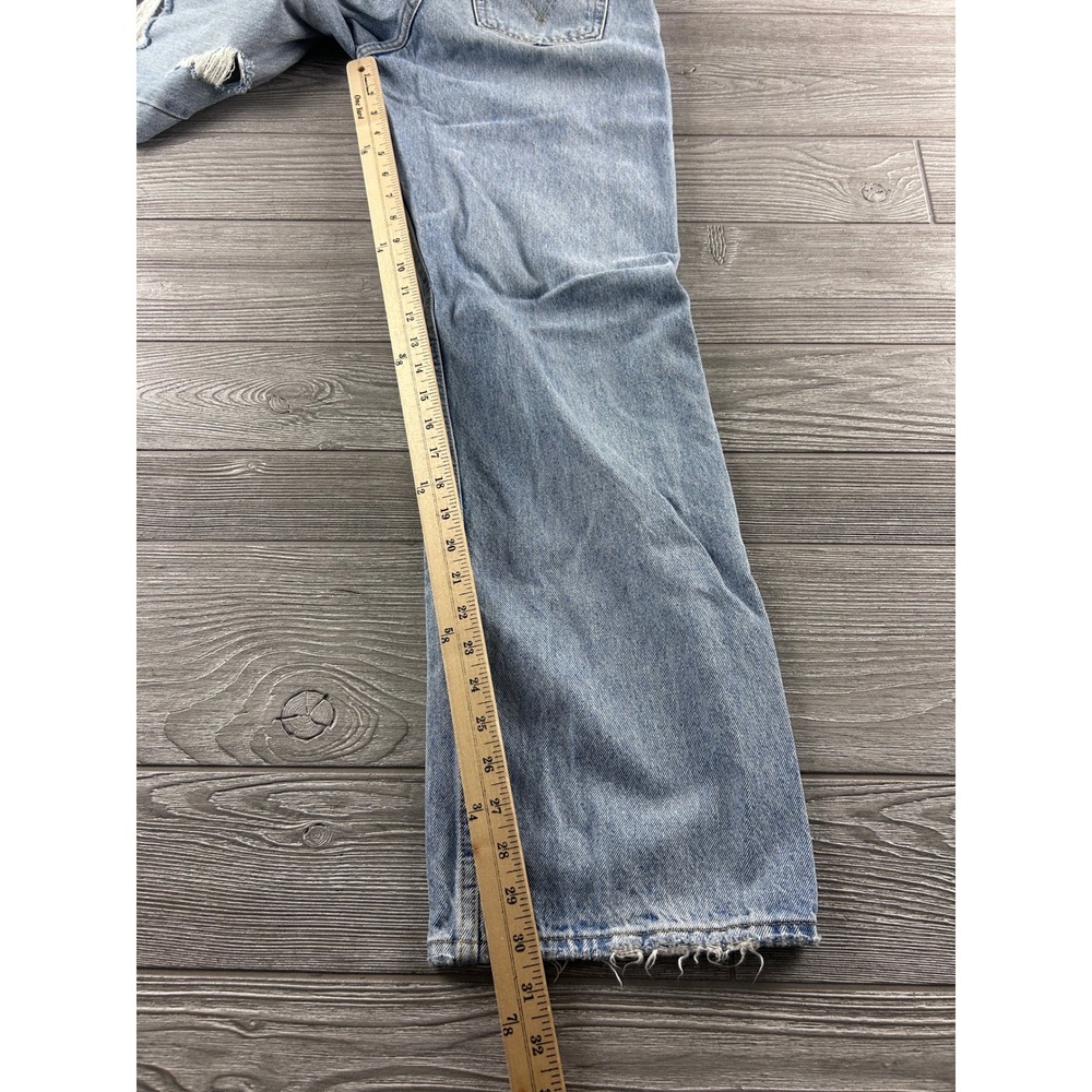 Levis Premium Low Loose Distressed Wide Leg Jeans Light Wash Blue 25 - Picture 3 of 8